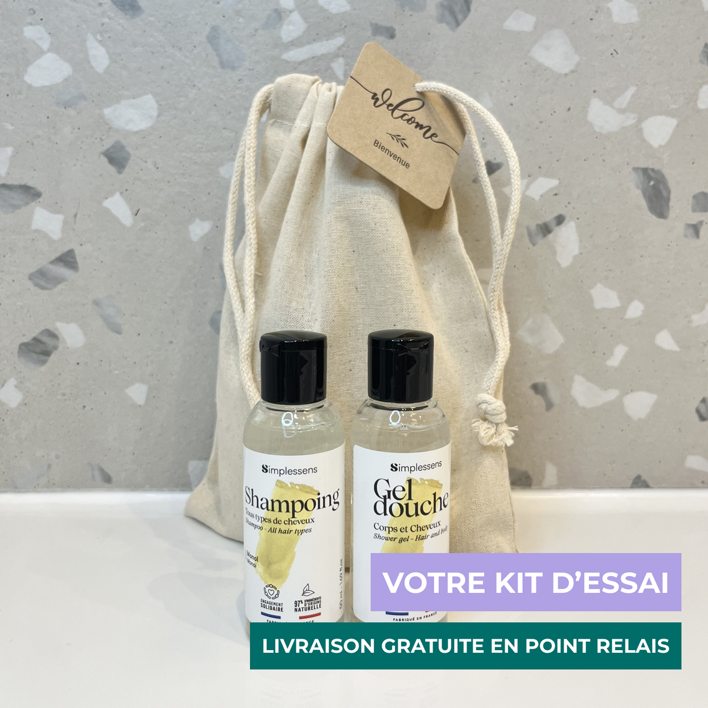 Kit d'essai : shampoing et gel douche 50 ml